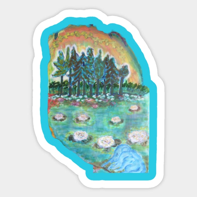 water lily pond Sticker by JAHART001